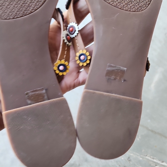 TORY BURCH Marguerite Terra Thong Sandals Brown/multicolr Flowers - Picture 8 of 15